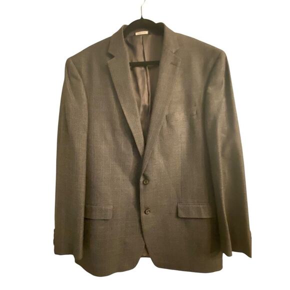 Ralph Lauren Blazer Sport Coat Men 46XL Gray Houndstooth Wool Silk Double Vent - Picture 1 of 16